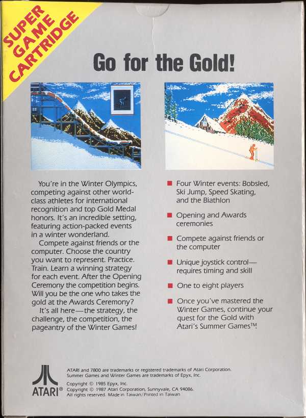 Winter Games Box Scan - Back